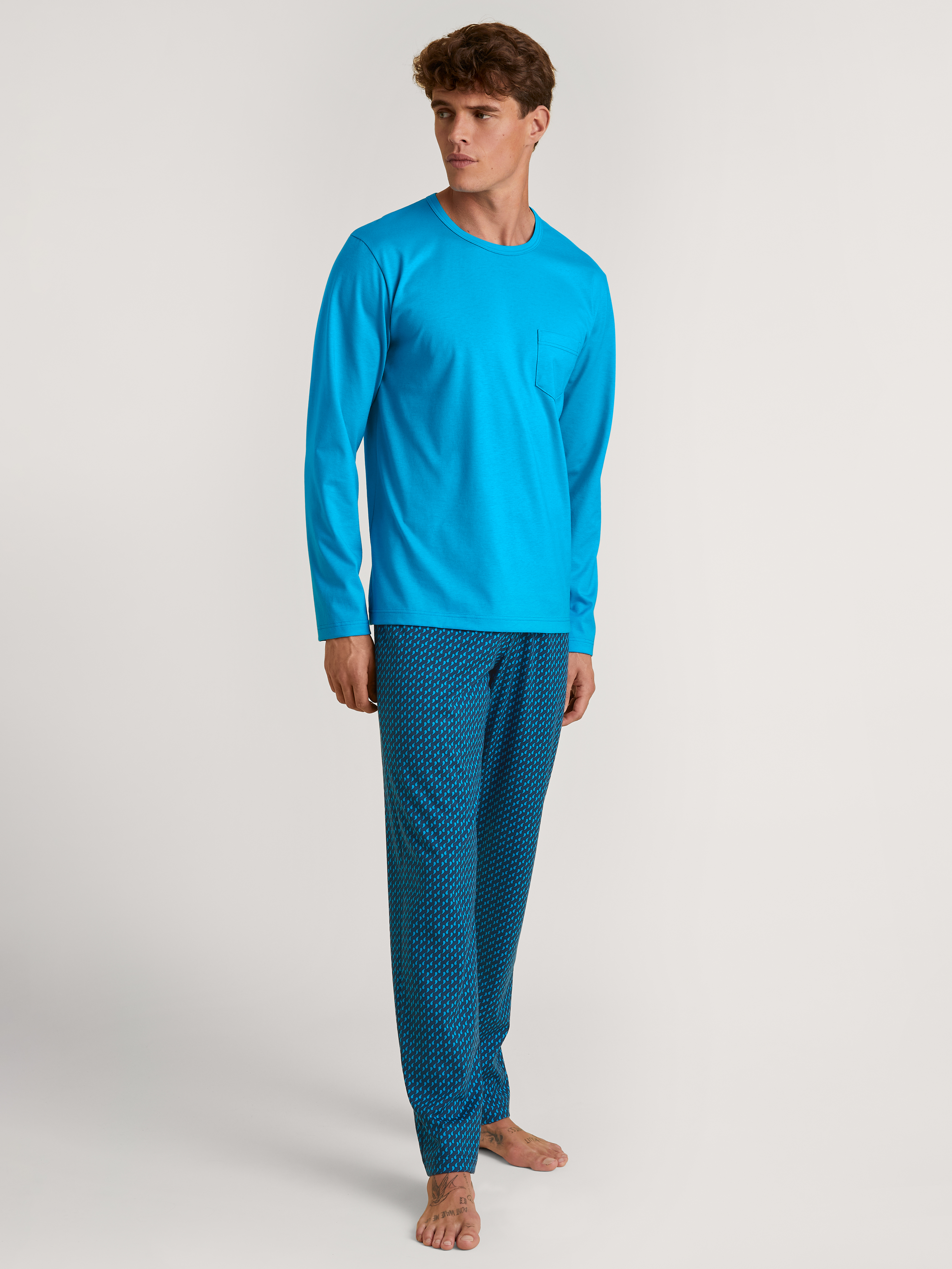 HERREN Pyjama, danube blue
